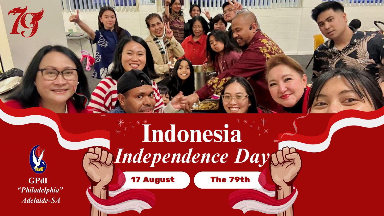 MD GPdI Australia turut merayakan semangat kemerdekaan Indonesia melalui ibadah syukur dan doa bersama di GPdI Philadelphia Adelaide. Jemaat yang dipimpin oleh Ps. Ruth Lumangkun merenungkan arti perjuangan dan berkomitmen untuk terus berkarya bagi bangsa dan gereja. Acara dilanjutkan dengan jamuan makan bersama, mempererat tali persaudaraan antara gembala, pelayan Tuhan, dan jemaat.